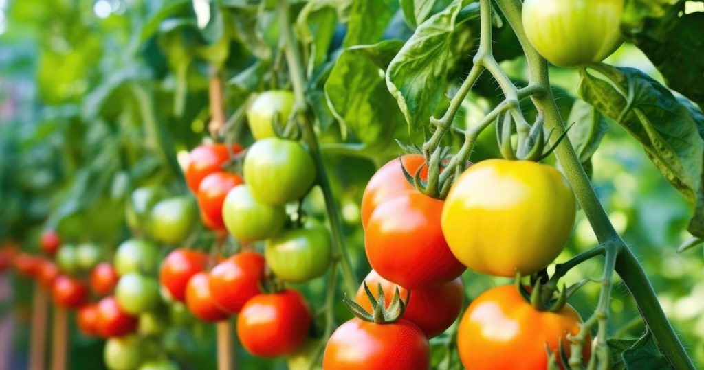 Mach es jetzt im Garten. Sie sammeln Tomaten bis November